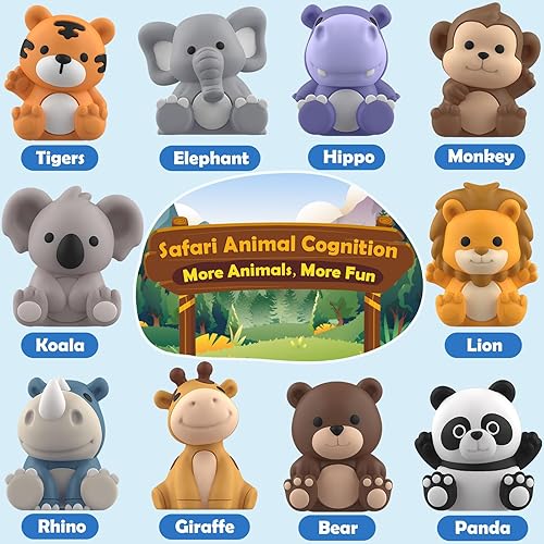 Miniatura 2 de Juguetes de aprendizaje para niños de 1, 2, 3 años, 20 juguetes de animales de safari, juguetes Montessori para contar, combinar y clasificar juegos