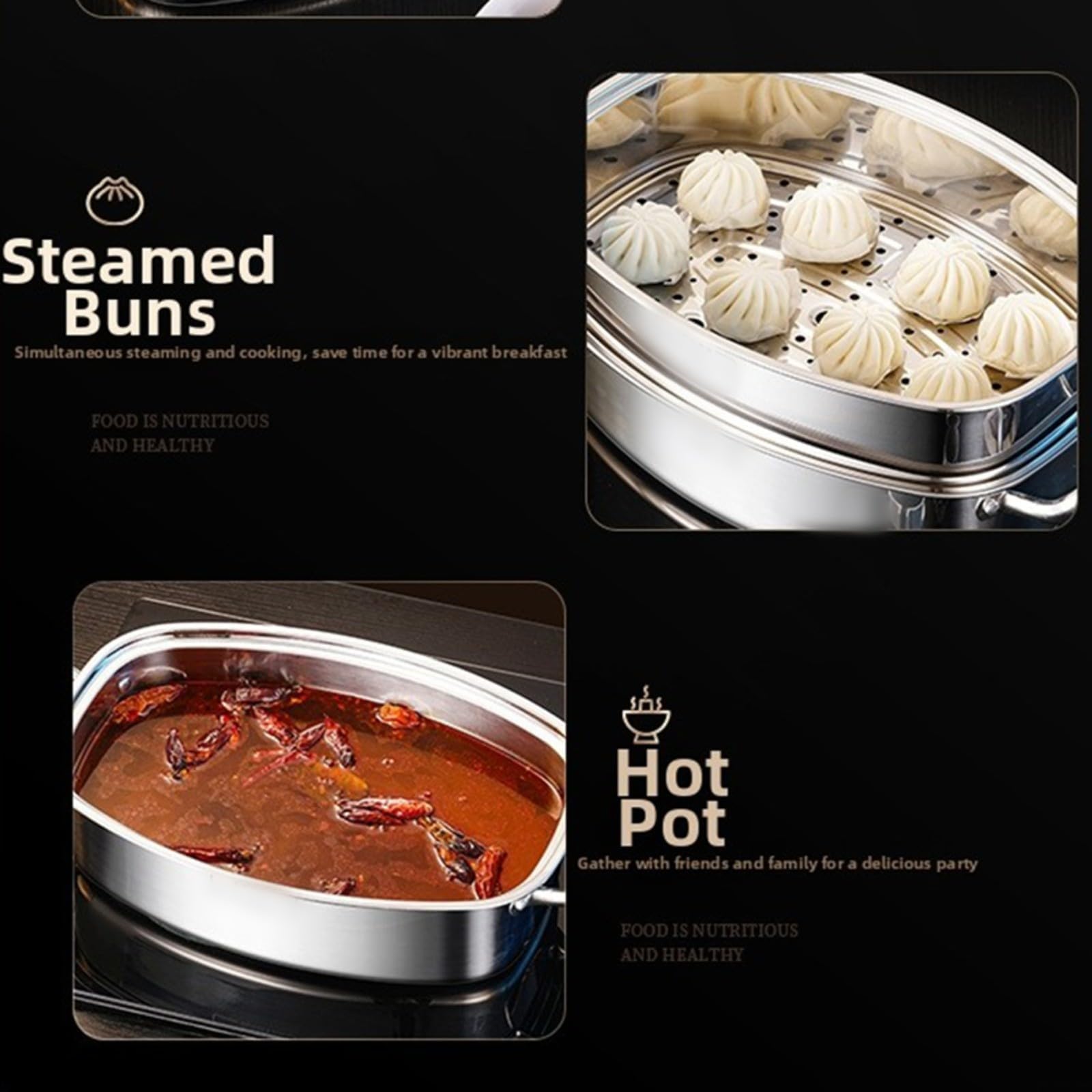 Grande set ovale per pesce in acciaio inox, 38 cm, con griglia, per zuppa di pesce intero, verdura, pulizia rapida, argento