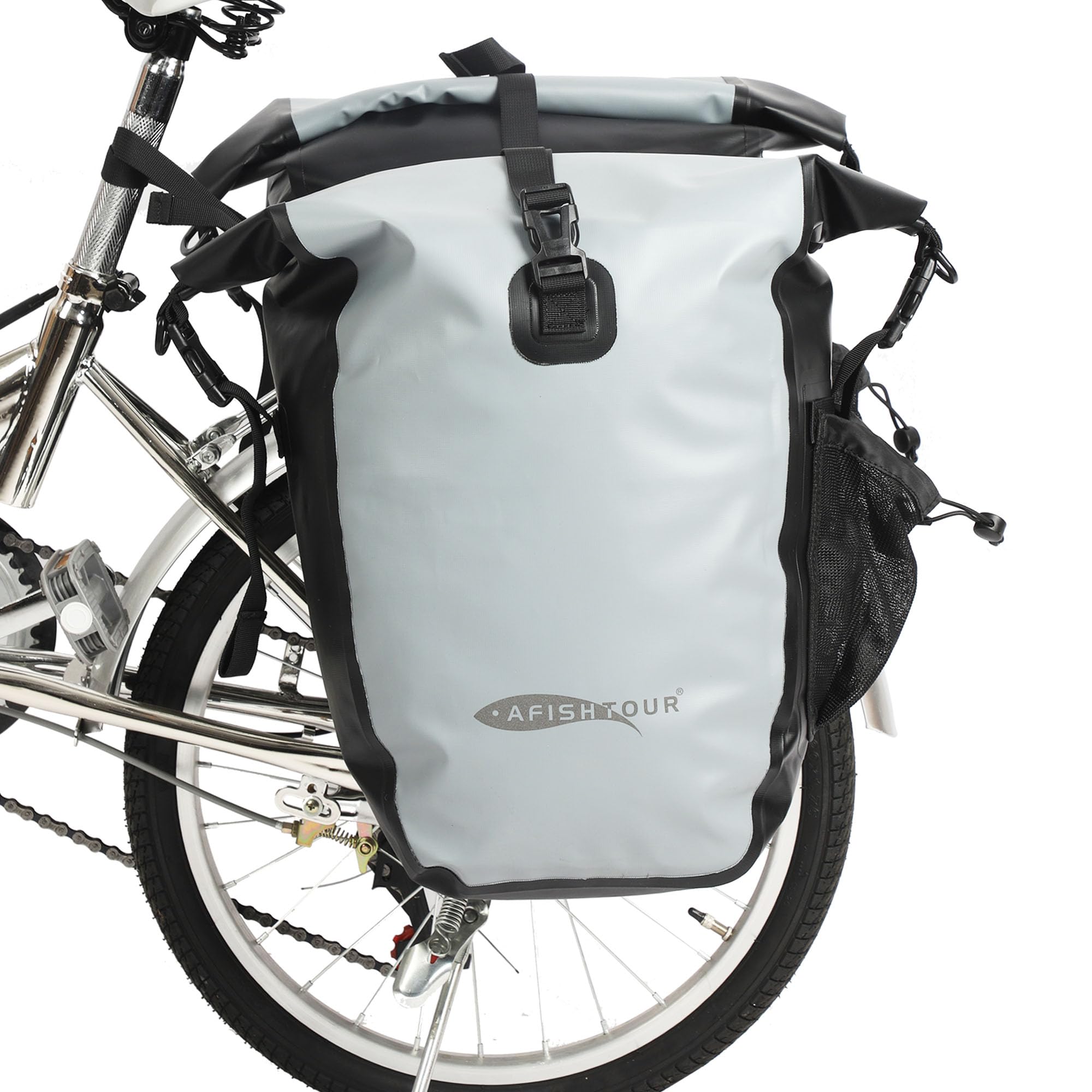 AFISHTOUR wasserdichte Fahrradtaschen - 50L Satteltaschen für Fahrrad-Gepäckträger - Fahrradtasche für Einkäufe, Laptop(Grau, 1 Paar)