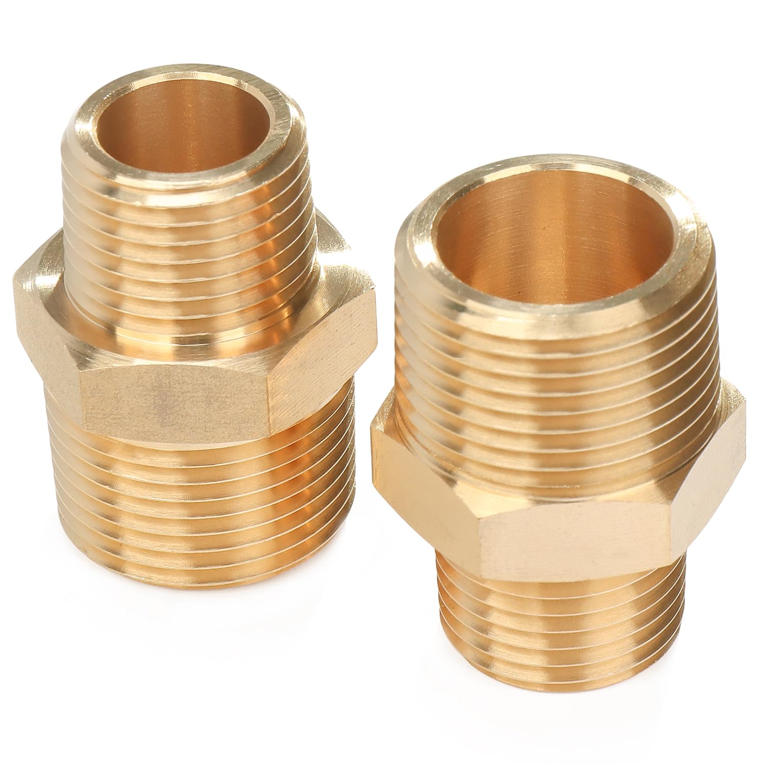Ltwfitting Men's Brass Pipe Hex Reducing Nipple Fitting 3/4-Inch X 1/2-Inch Bspt (Pack Of 2)