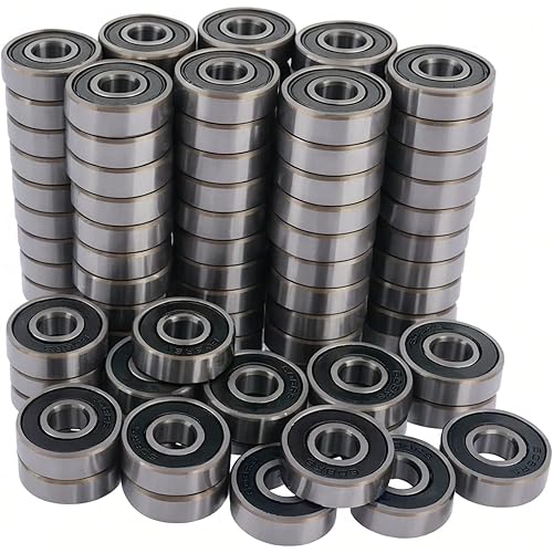 100 PCS 608-2RS Ball Bearings – Double Rubber Sealed Miniature Deep Groove Ball Bearings (8mm x 22mm x 7mm) (608 2RS)