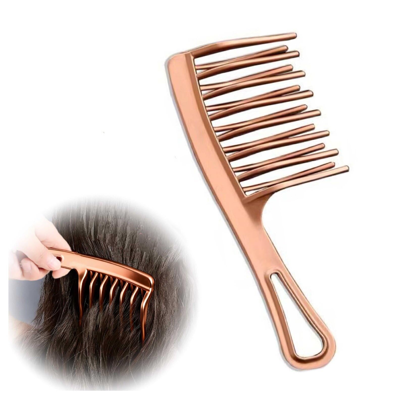 Wide Tooth Comb for Curly Hair, Detangling Comb with Double Row Wavy Teeth for Wet & Dry, Pain-Free Detangler Brush for Thick Wavy Long Hair, Gentle on Scalp for Women Men
