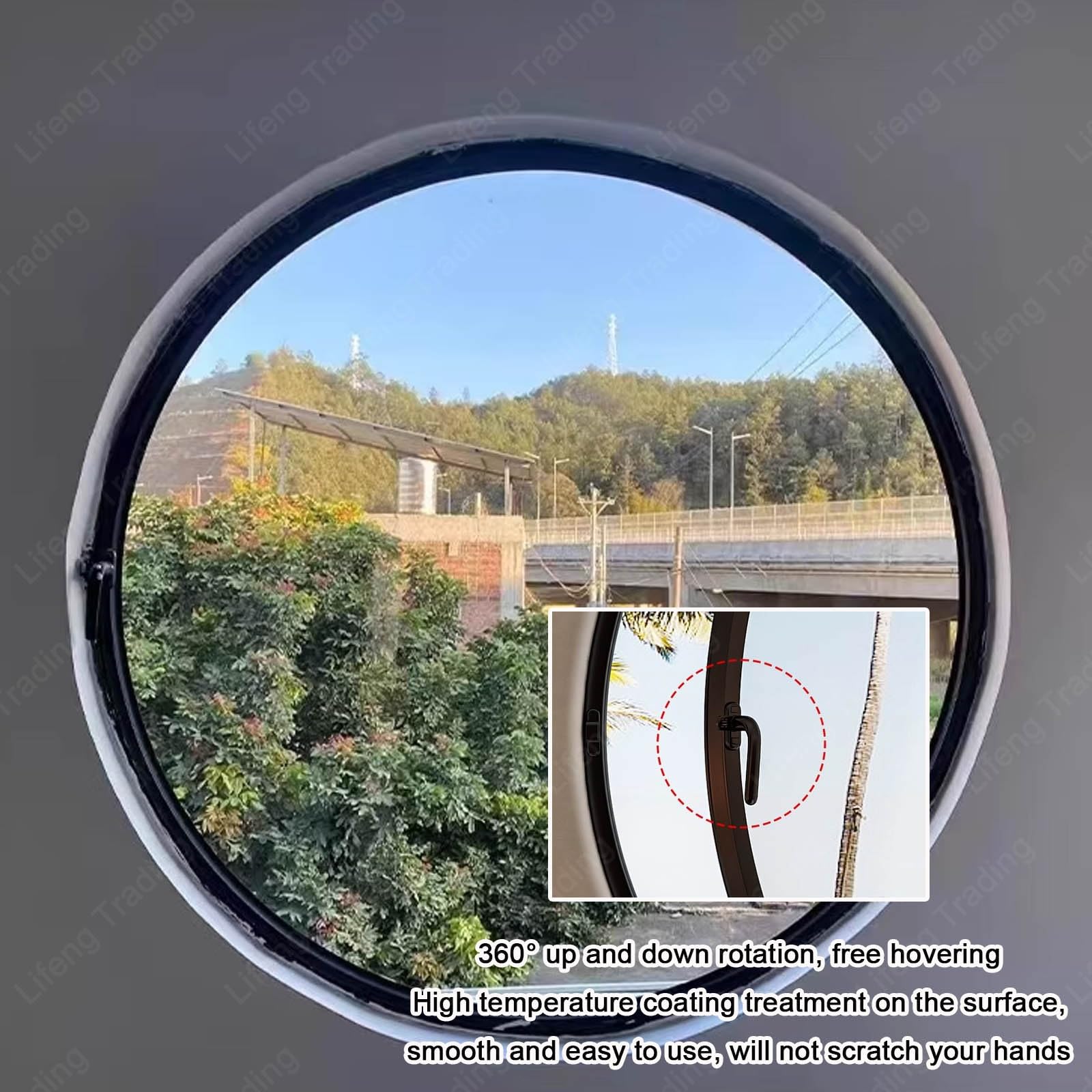 Ventana abatible de cristal templado giratorio de 360° con asa, ventilación interior para cocina, tamaños ajustables, 40-100 cm, diseño moderno (blanco transparente, 50 cm)