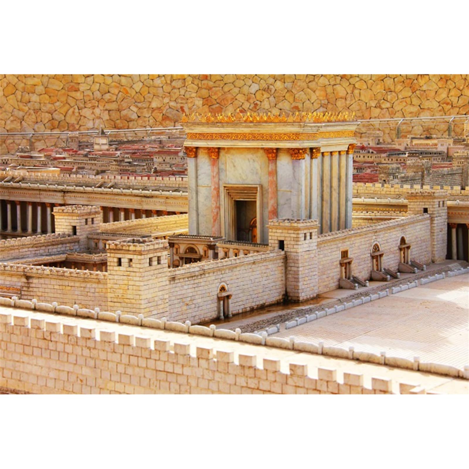 YongFoto Ancient Jerusalem Second Temple Backdrop 9x6ft Old City Battlement Jewish Temple The Holy Land Photography Background Landscape Holiday Tour Landmark Banner Room Decor Photoshoot Wallpaper
