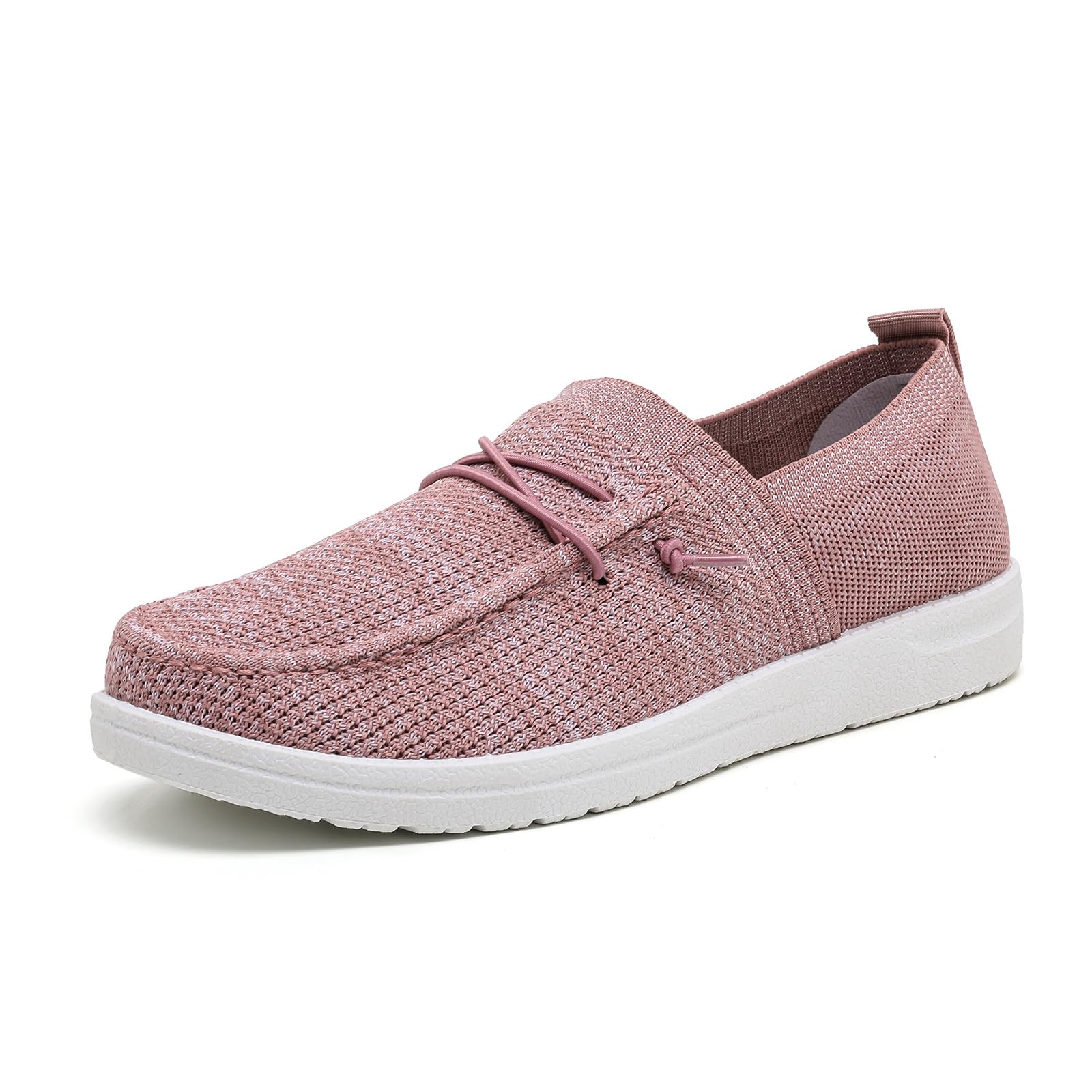 Betrue Lightweight Boat Shoes for Women, Womens Casual Loafers, Womens Slip On Deck Shoes, Breathable Canvas Walking Shoes for Women 8 Pink112310