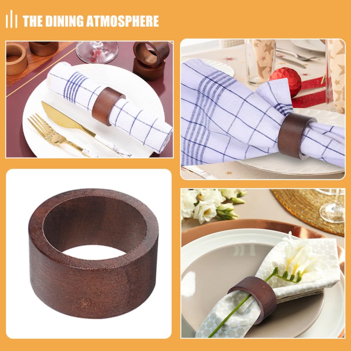 PRETYZOOM 12 Pièces Lot de Ronds de Serviette en Bois Rustiques et Élégants, Réutilisables pour Mariage ou Usage Domestique, Décoration Simple Qui Embellit L'ambiance Table