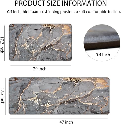 Miniatura 9 de Tapetes de cocina para piso, 2 piezas, antifatiga, tapete de cocina de mármol morado, impermeable, antideslizante, tapete de espuma viscoelástica