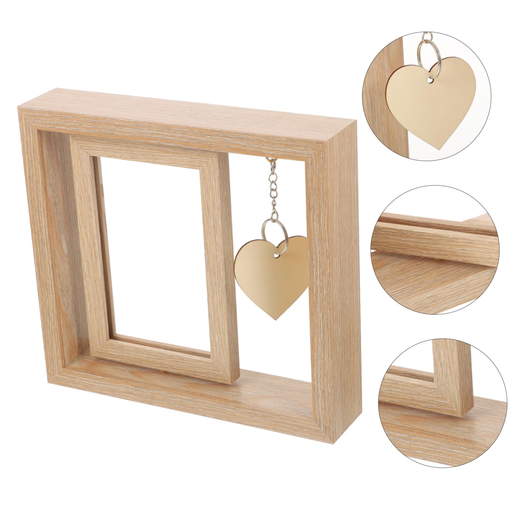VALICLUD Cornice Foto Legno Rotante Bifacciale 6 Pollici Beige