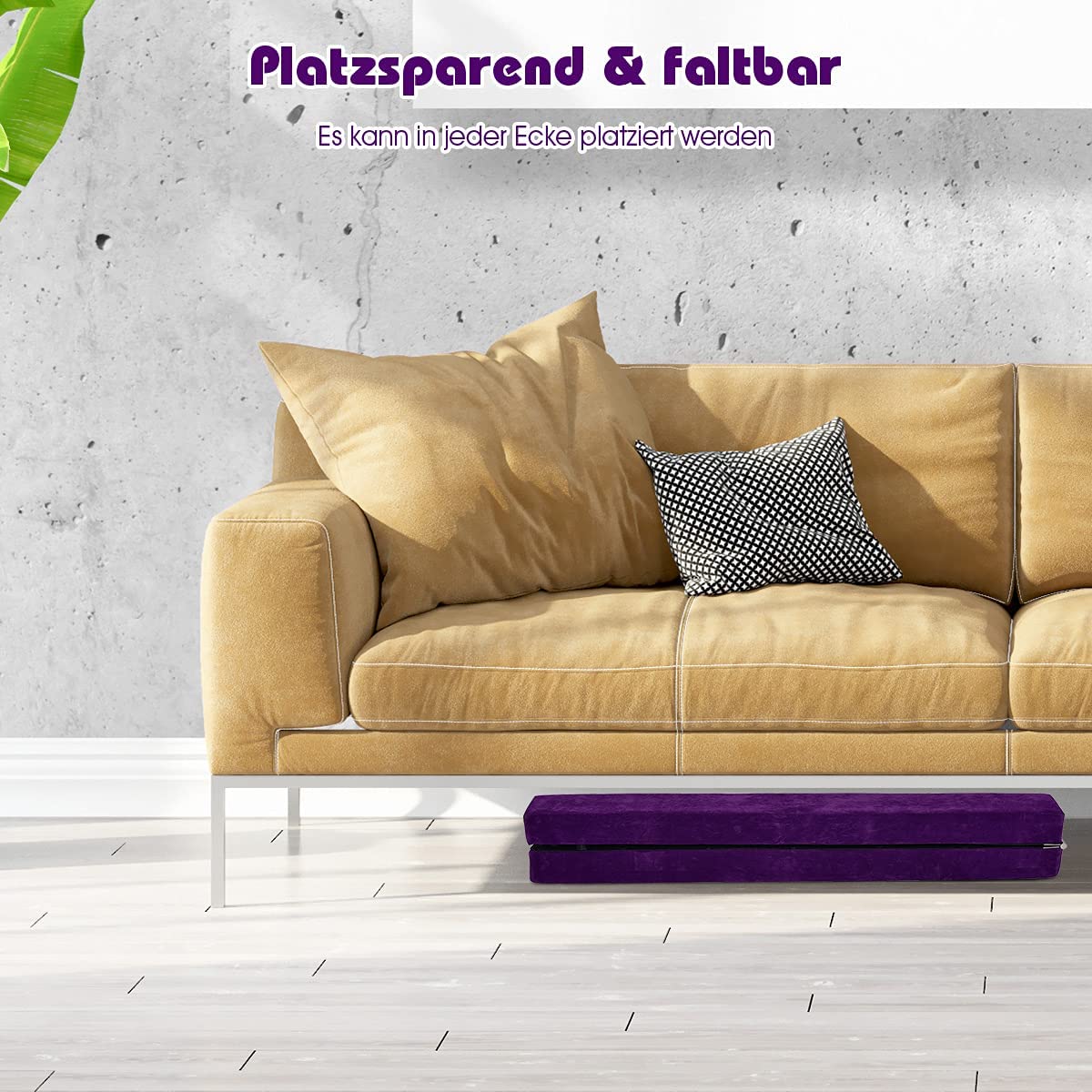 RELAX4LIFE Poutre Gymnastique Pliable 210 cm en Finette avec Pieds Surélevés, Poutre Gym au Sol Portable avec Poignées de Transport, Gymnastique Materiel pour Enfants et Adultes