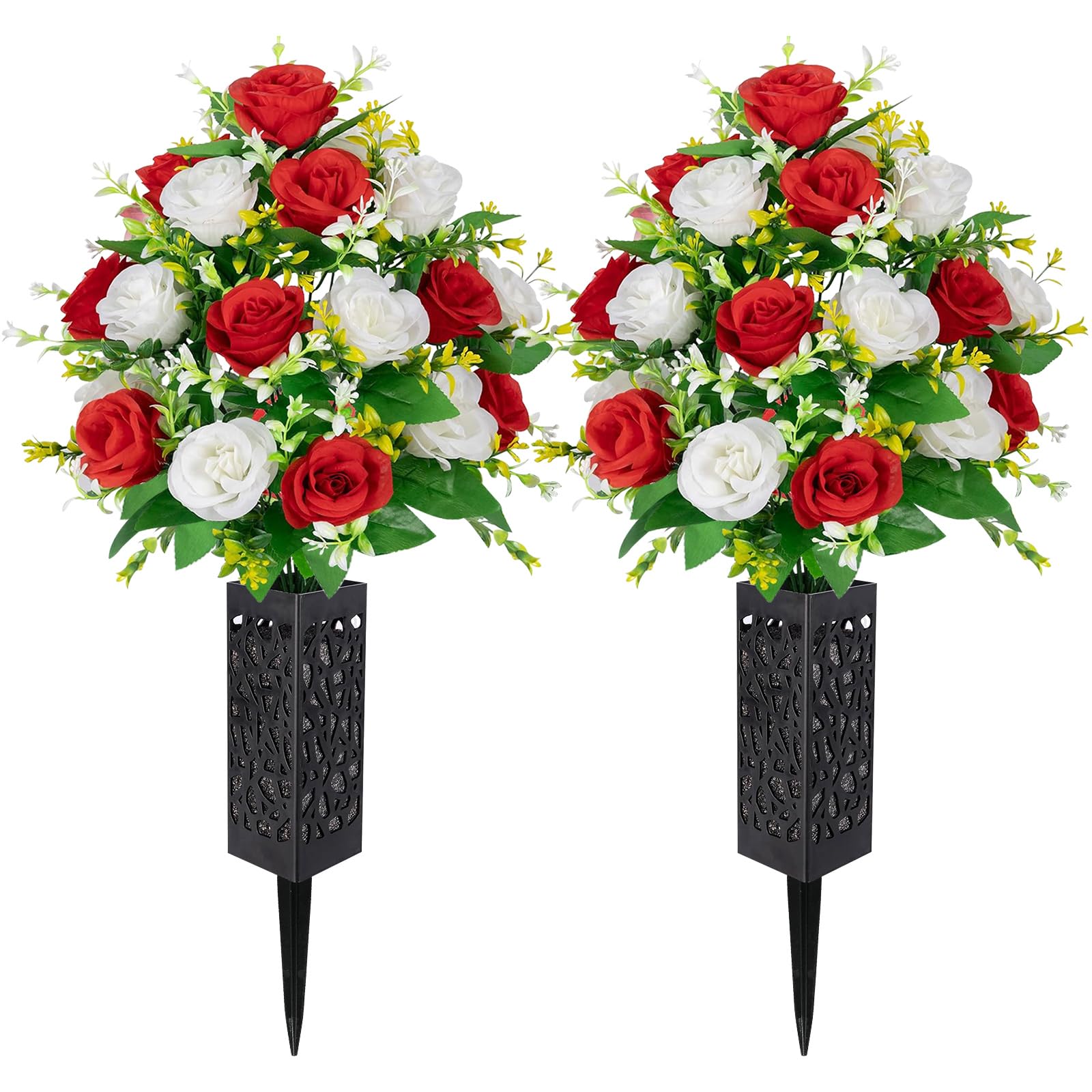 Fiori Del Cimitero Per Tomba E Fiori Artificiali Per Tombe 4 Mazzi Di Rose Finte 11,8 '' Fiori Artificiali Per Tombe 12 Fagro Fagro Fiori