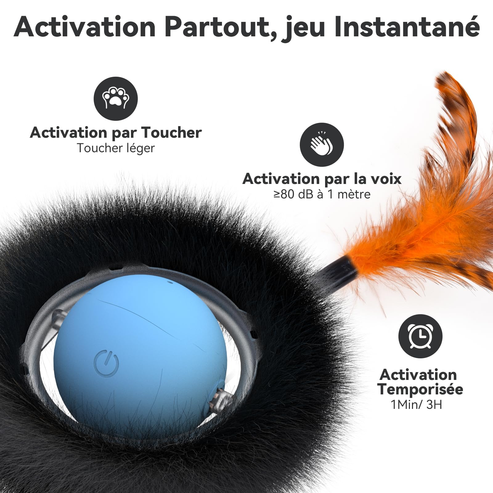 Jouet interactif pour Chat avec 7 Trous, Sac de Tapis de Labyrinthe, Jeu de cachette Mobile Automatique avec Queue en Plume, Jeu de Capture de Souris, Cadeaux pour Chat