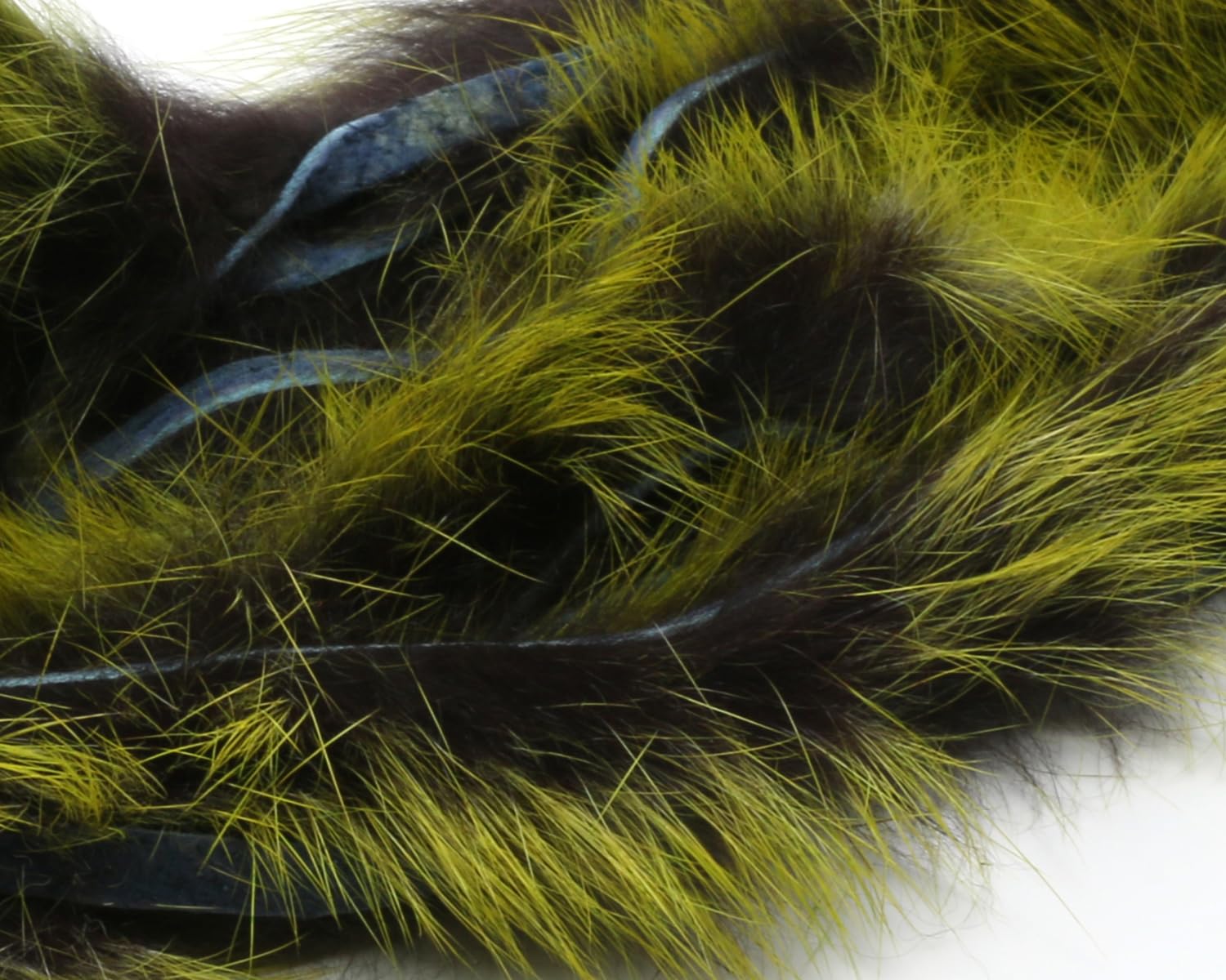 Hareline Fly Tying Polychrome Rabbit Strips – Multicolor Rabbit Fur for Streamers, Leeches & Baitfish Flies (Black / Yellow / Chartreuse)