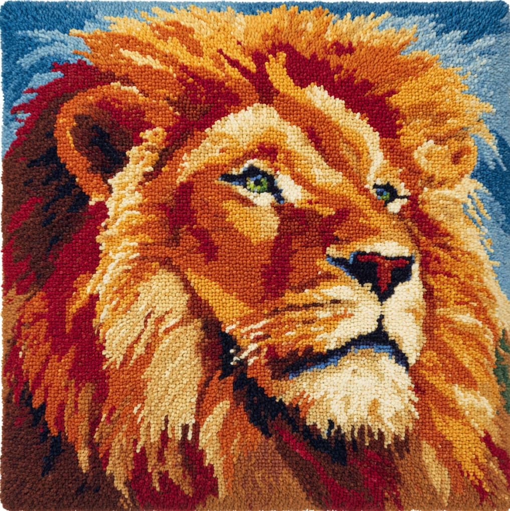 AxiangziK Latch Hook Needlecraft Pillow Kit 43x43cm,Lion