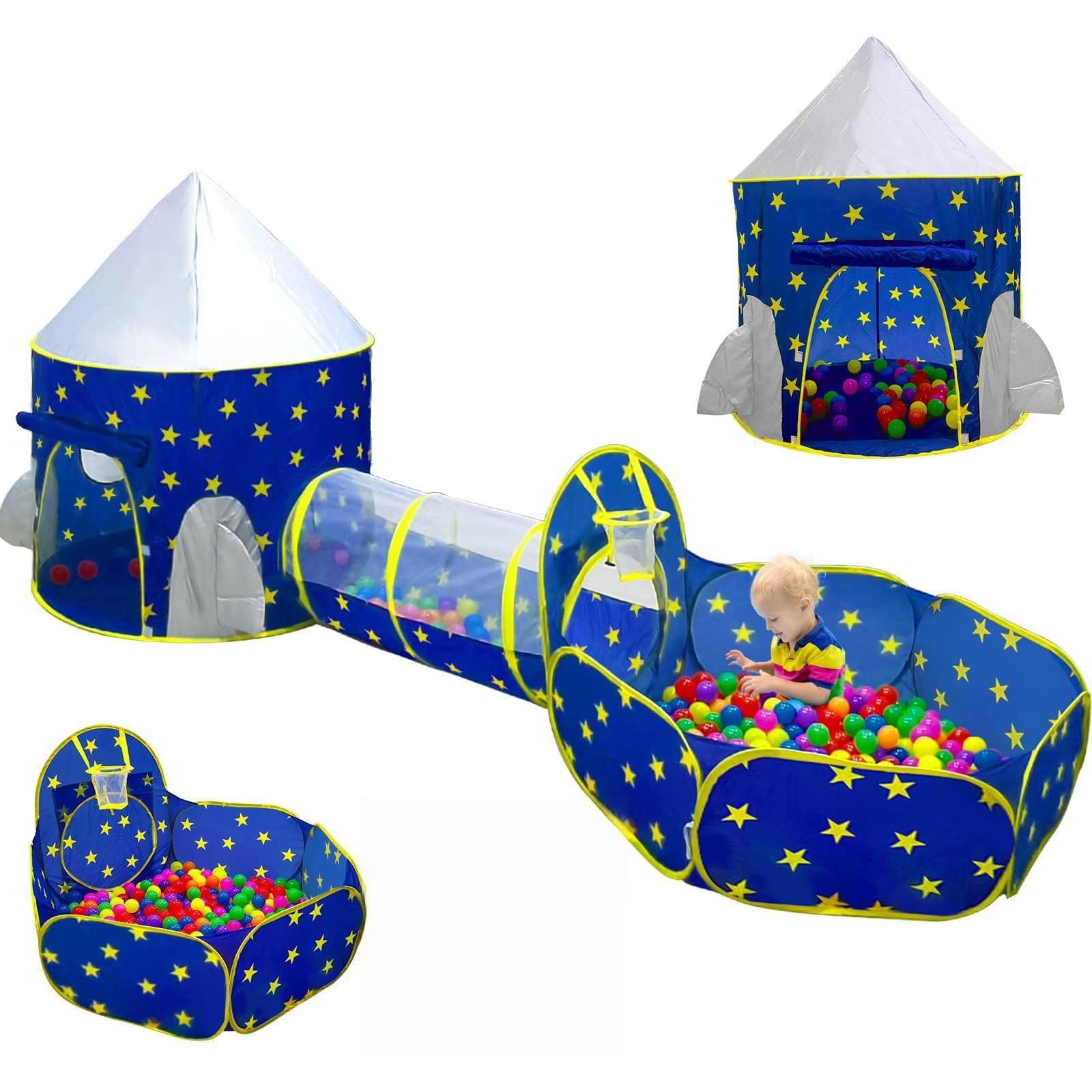 PigPigPen Space World tent tunnel and ball pit set for toddlers indoor