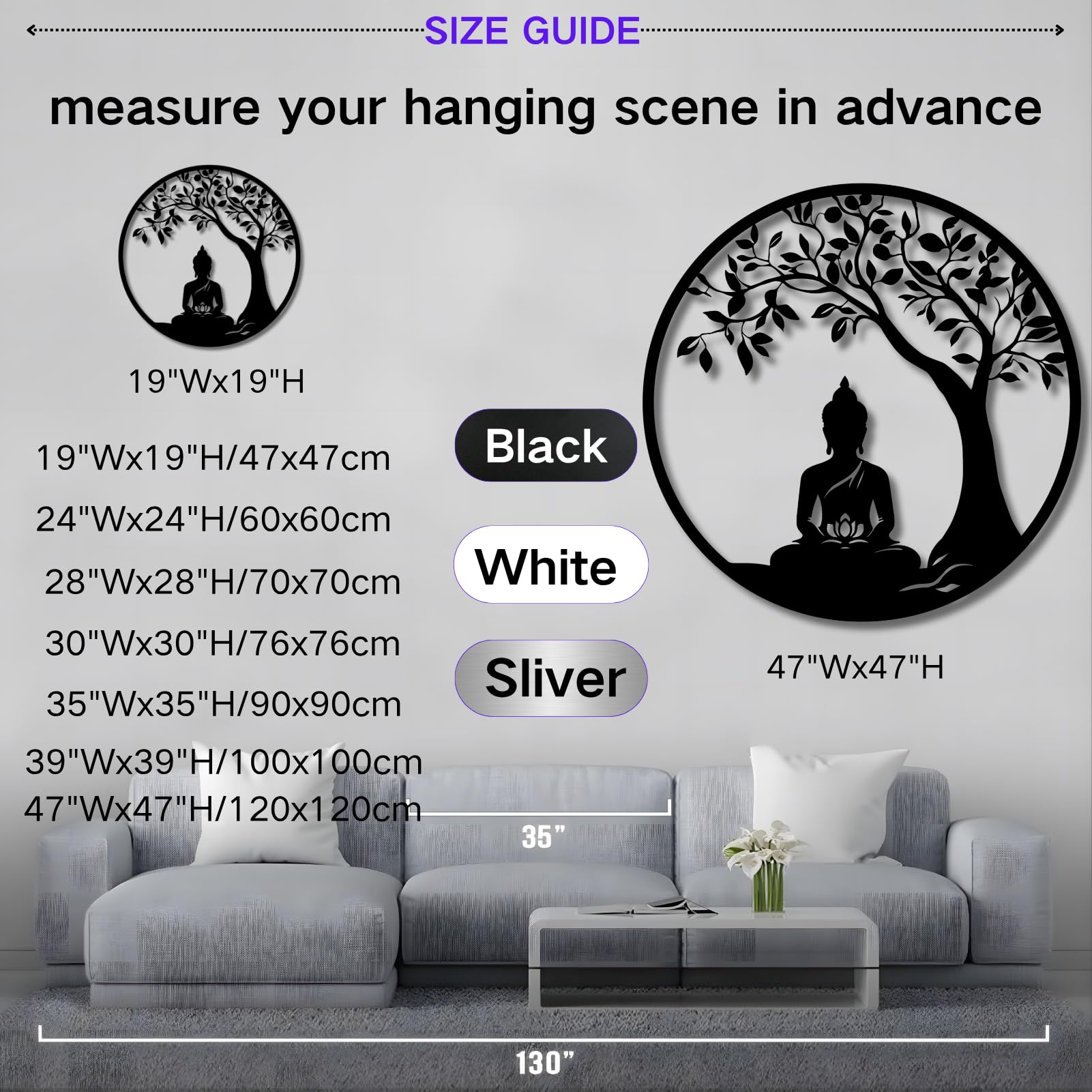Árbol de la Vida, Arte de Metal 3D, decoración de Pared Grande con Buda, Yoga, meditación Interior, hogar Zen, Zen para Sala de Estar, Dormitorio, jardín al Aire Libre, Estudio de