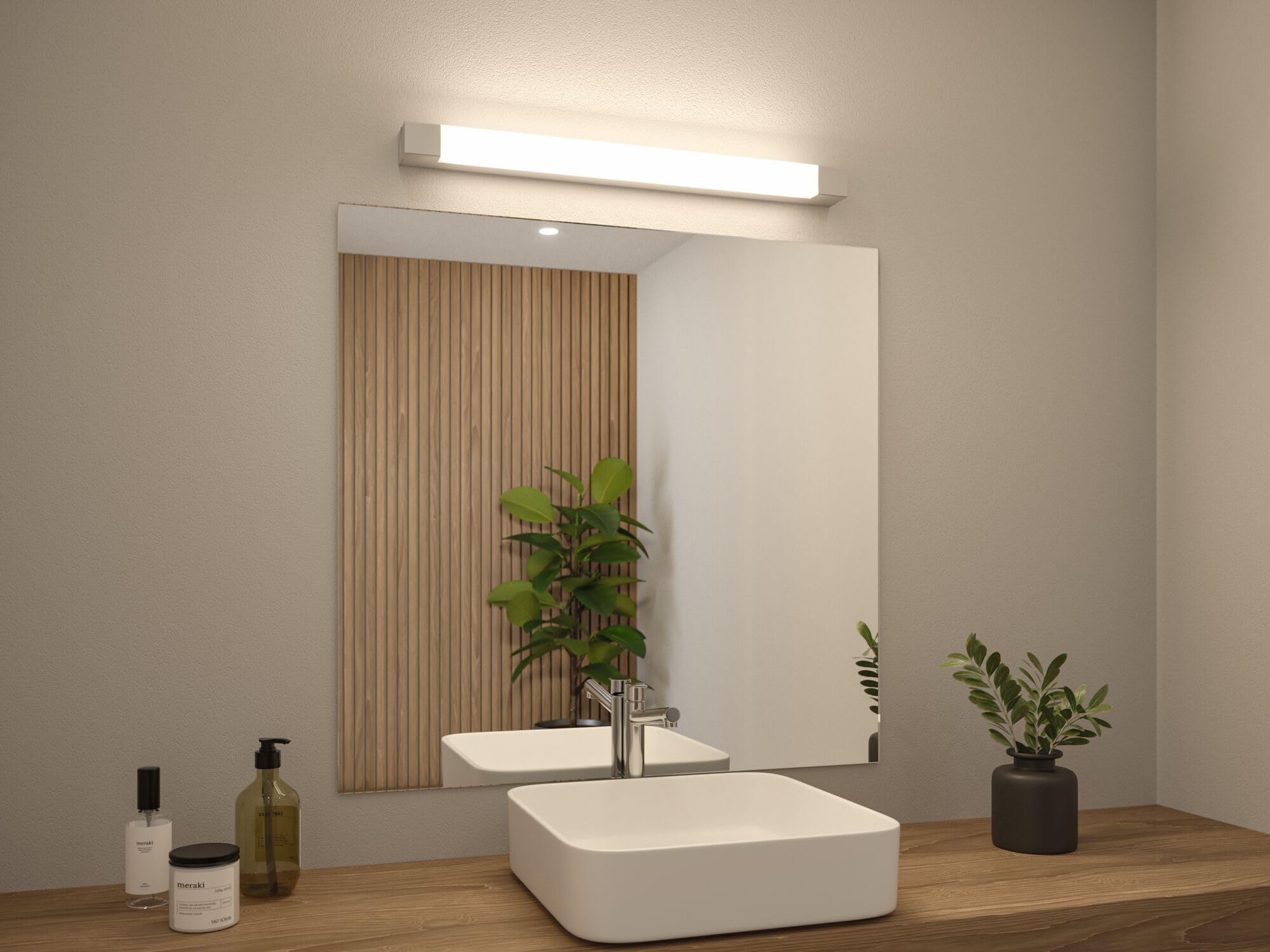 Paulmann 79715 Luminaria de techo LED, luminaria espejo Quasar incl. 1x10,5 W IP44 lámpara techo, cromo, blanco, metal, acrílico, salón/pasillo 3000 K