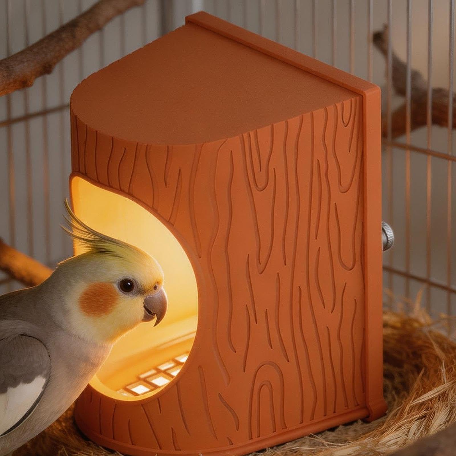 Vogelkäfigheizer mit Intelligenter Temperaturregelung für Papageien Wellensittiche Nymphensittiche Kleintiere Wärmeplatte aus PP Material mit Stillem