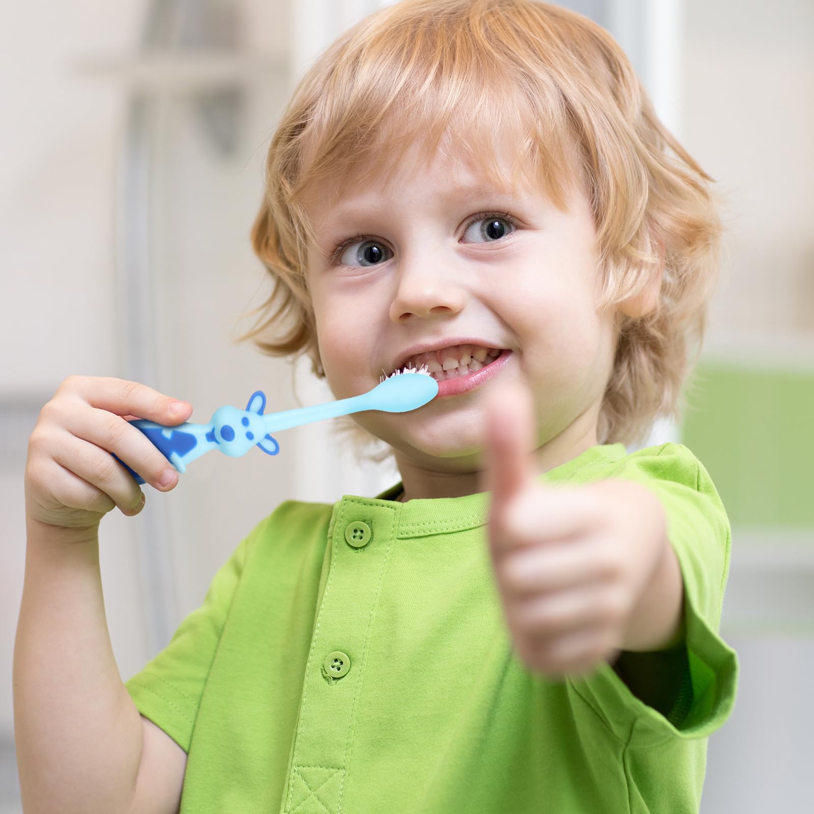 36 cepillos de dientes para niños pequeños, paquete de cepillos de dientes manuales para bebés con cubiertas, cepillo de dientes con ventosa, cepillo de dientes de animales de cerdas suaves