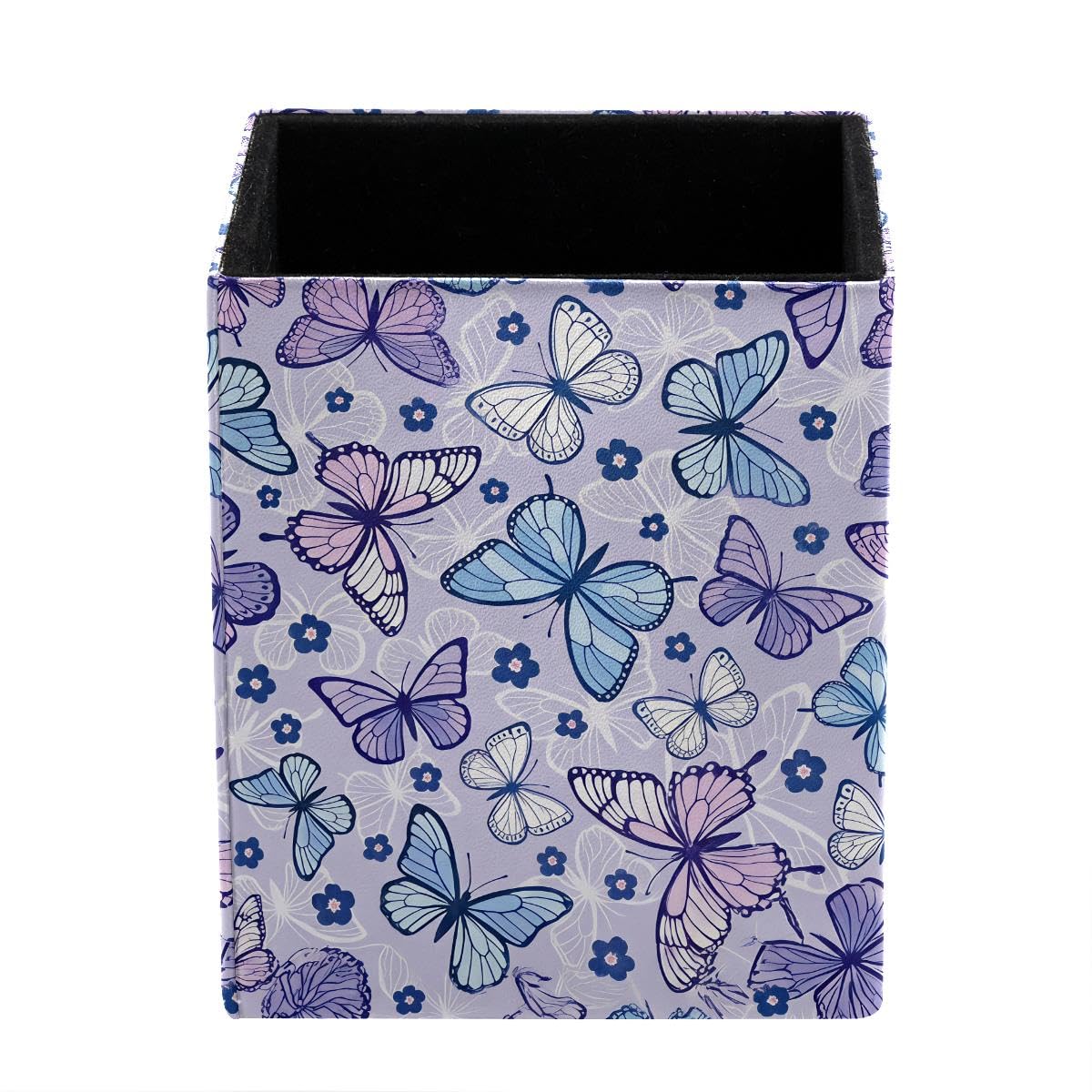 HEOEH Butterfly Pen Holder Pen Pot, Square Pencil Cup for Desk