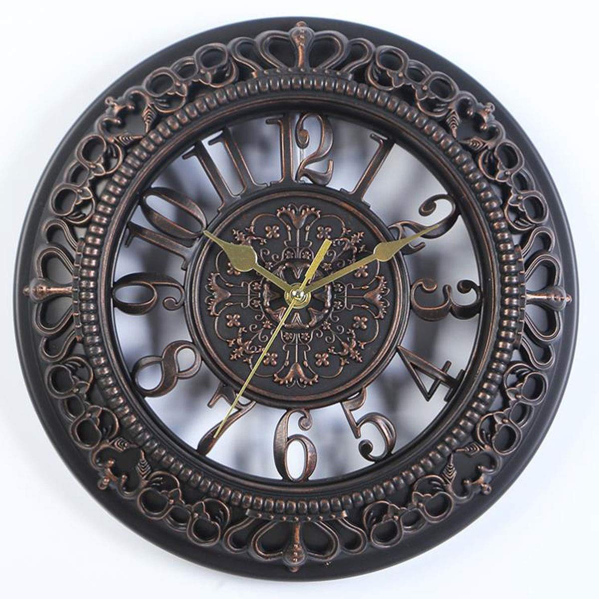 KRXSOBNV wall clock, 12 Inch Wall Clock Retro Round Silent Arabic Numeral Decoration for Living Room Bedroom Kitchen(Black)