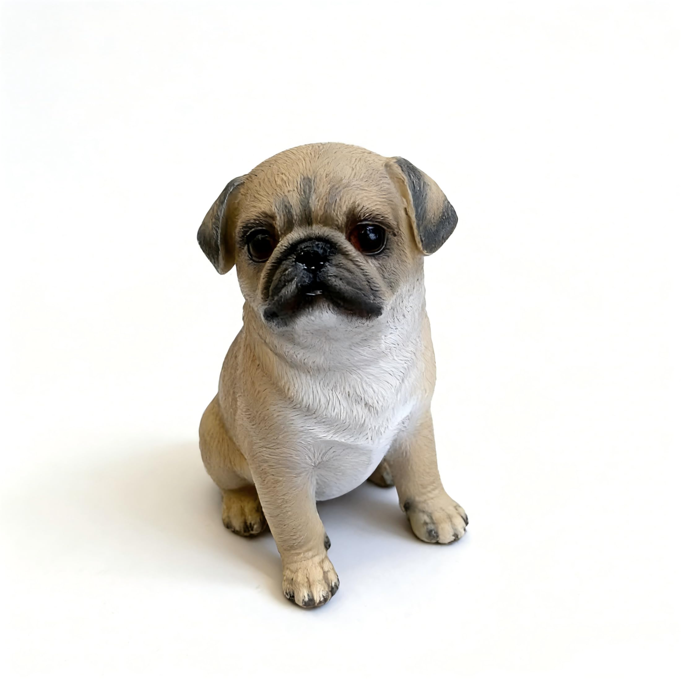 Dytartzx Resin Pug Dog Statue For Home Decor – 5.9” Sitting Puppy Figurine, Realistic Dog Ornament For Shelf Desk Table, Cute Pet Lover Gift, Indoor Decorative Animal Sc