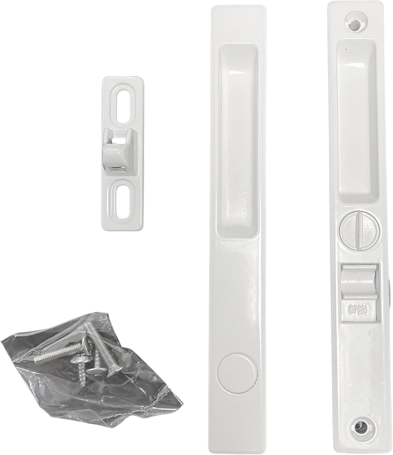 Sliding Glass Patio Door Lock Handle Set, NonKeyed, Flush Mount, with