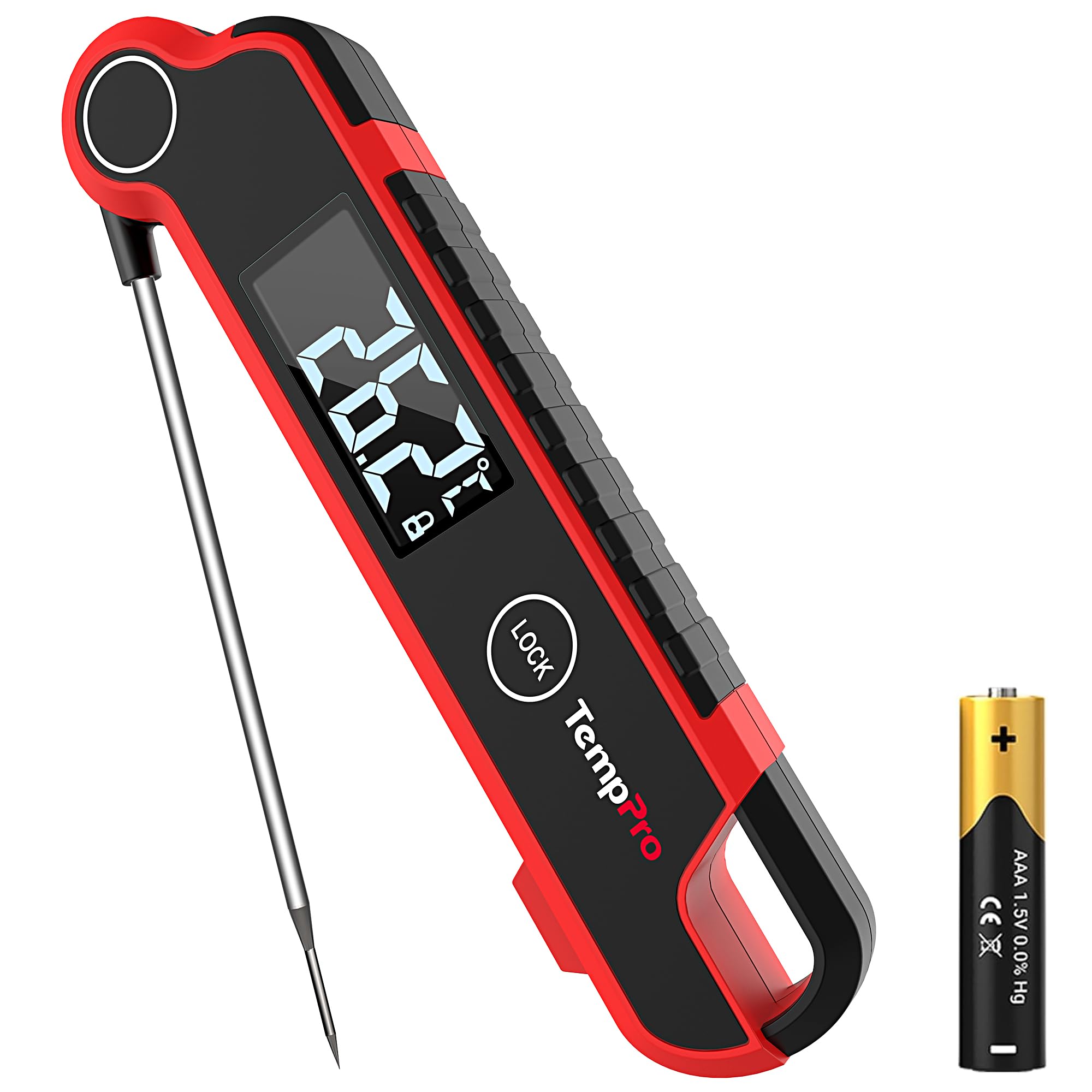 ThermoPro TP620 Thermometre Cuisine Professionnel à Lecture Instantanée, Termometre Cuison LCD à Rétroéclairage avec Détection de Mouvement, Thermometre Cuisson Numérique pour Aliments, Barbecue, Four
