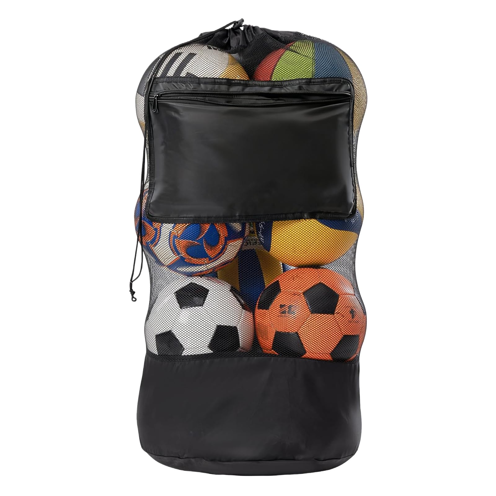 AMFUN Extra Large Football Mesh Bag, Drawstring Bag with Adjustable Shoulder Strap, Storage Mesh Bag with Pocket for Basketball, Football, Rugby Ball, Volleyball — image 1