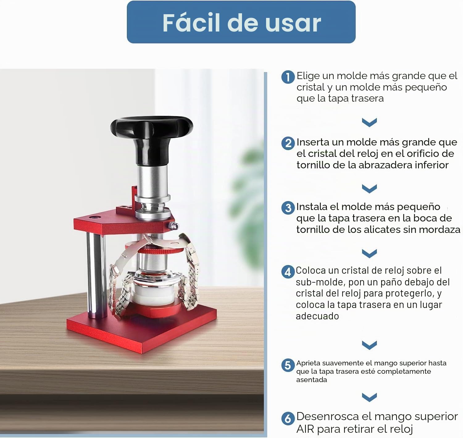 Prensa de reloj, de 18 mm a 50 mm, cierre tipo tornillo, con 20 troqueles para cerrar la tapa trasera del reloj, máquina de cierre trasero, herramienta de banco, bisel de cristal, caja de prensa,