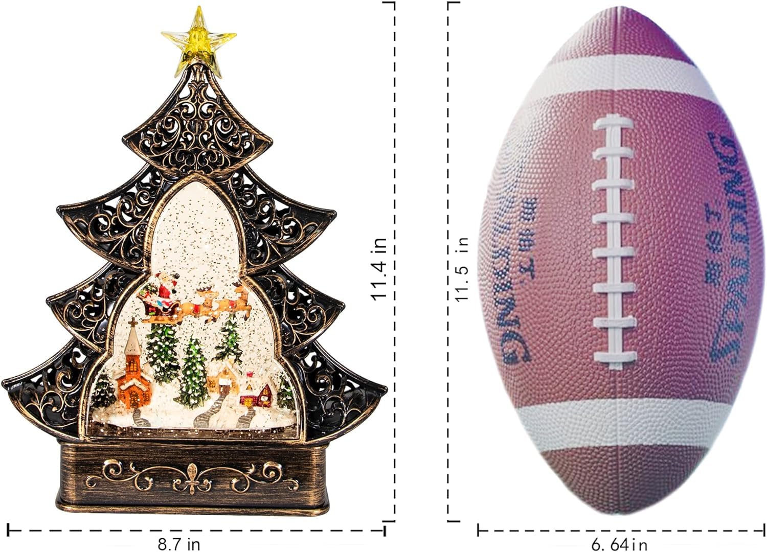 Christmas Snow Globes, Santa Claus Sleigh Snow Scene Christmas Lantern with 6 Hour Timer & 8 Christmas Music Songs, USB & Battery Operated Christmas Music Box for Decorations Indoor Tabletop Gifts