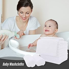 Sunny zzzZZ Ultra Soft 24 Pack Baby Washcloths - 10x10 Inches - Coral Fleece Extra Absorbent Wash Clothes for Babies, Infants and Toddlers - Sensitive Skin and Newborn - Ideal Baby - White