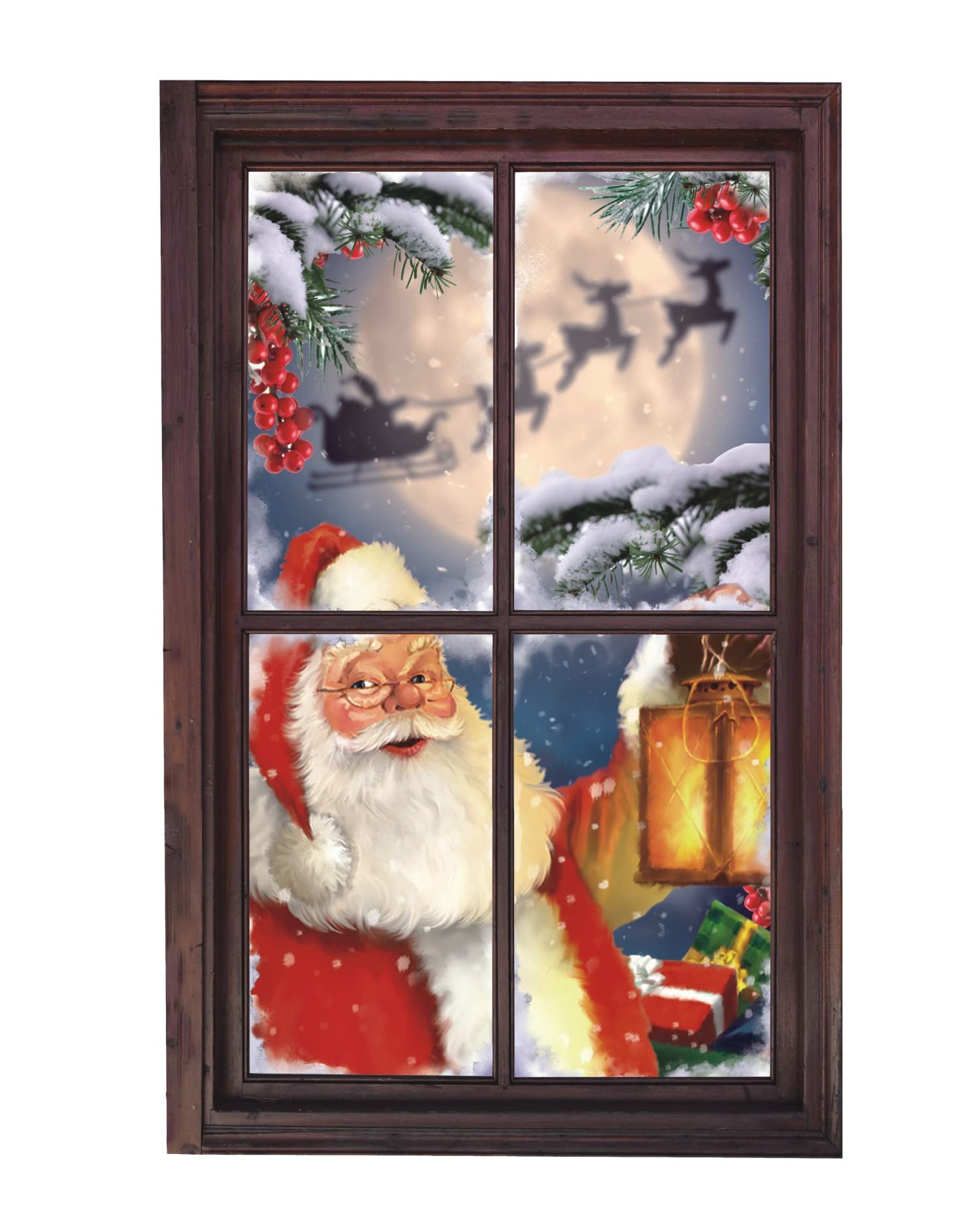 Autocollant mural 3D Père Noël Merry Christmas sans trace déco mur propre