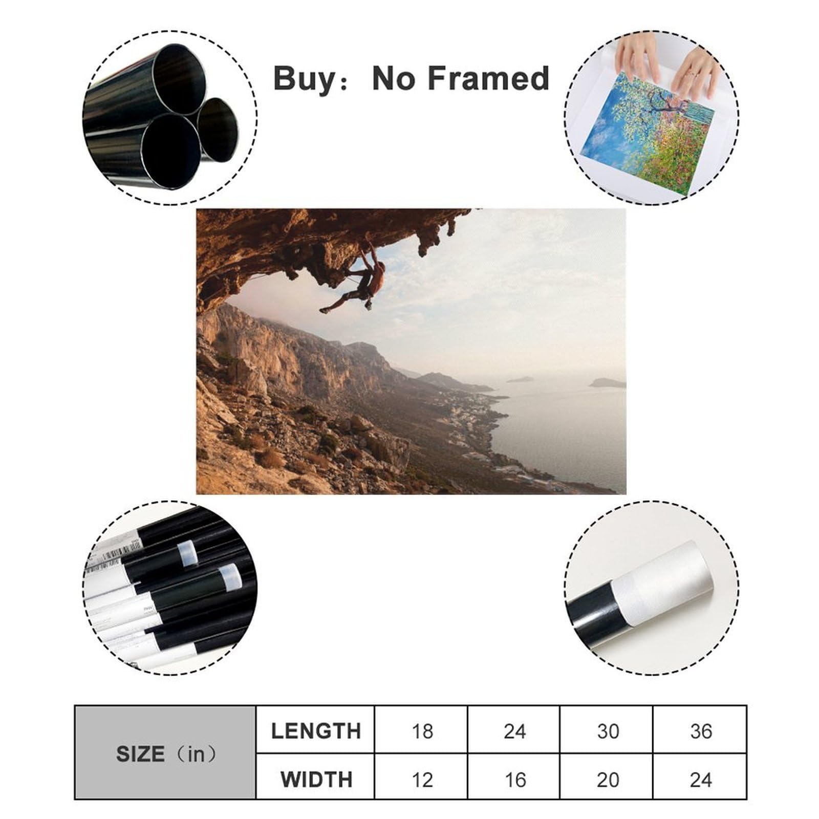 Extremer Leinwanddruck, Klettersport-Poster, Leinwandposter, Schlafzimmer, Dekoration, Landschaft, Büro, Raumdekoration, Geschenk, 61 x 91,4 cm (L x B)