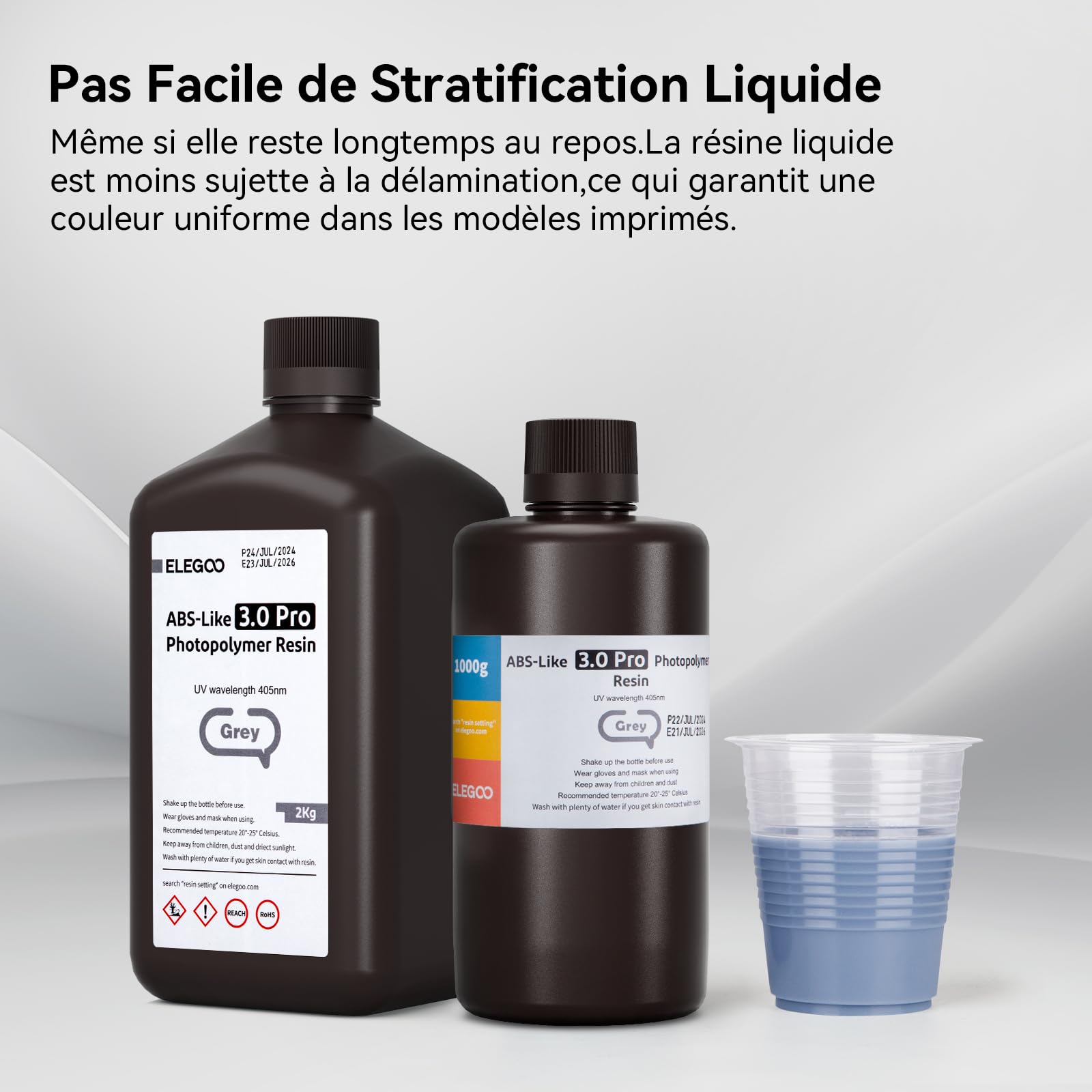 ELEGOO ABS-Like 3.0 Pro Résin, Beige 2000g, Résine d'Impression 3D Améliorée pour une Meilleure Résistance à la Chaleur et aux Rayures, Compatible avec la Plupart des Imprimantes 3D LCD/DLP/MSLA