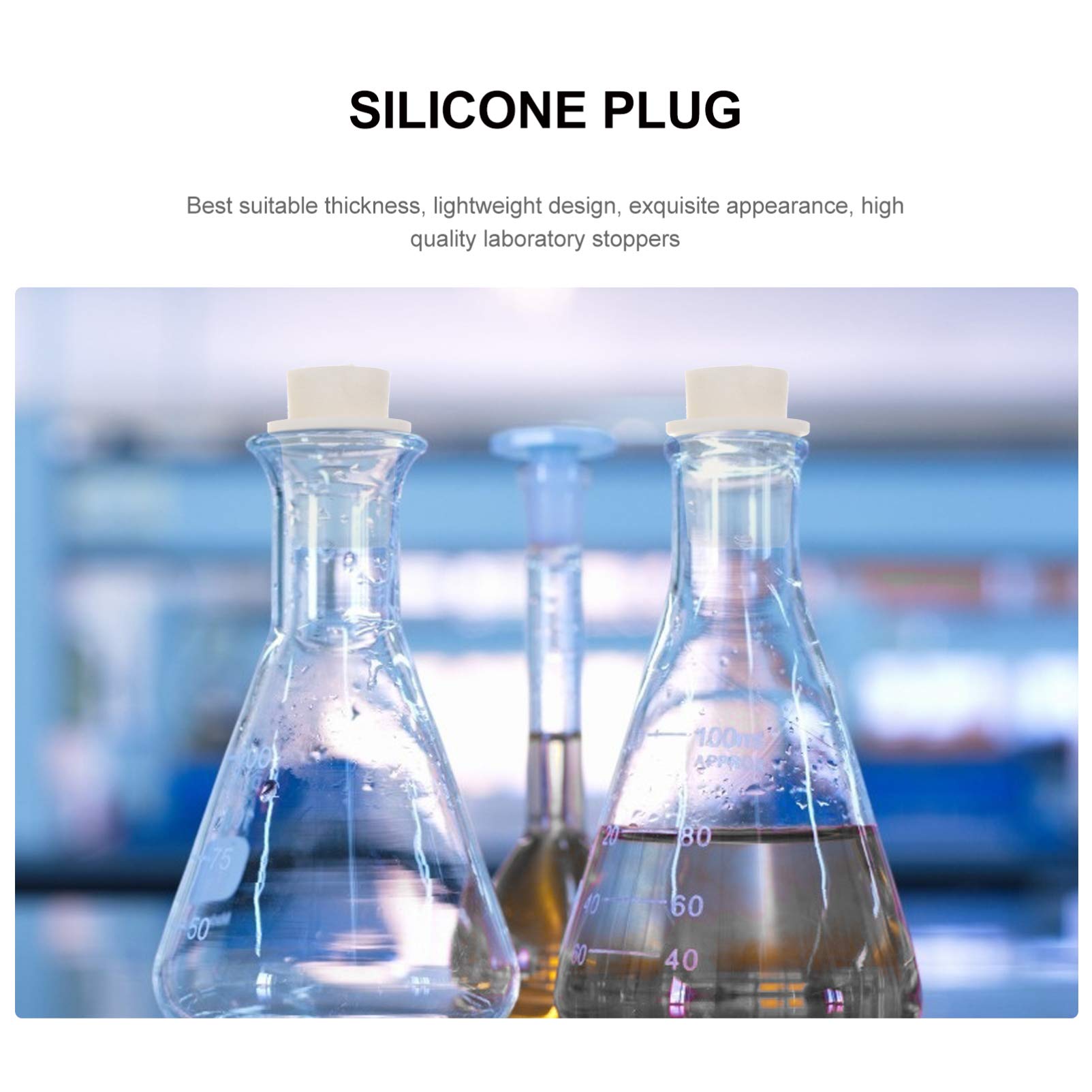 FUNOMOCYA 5 Pcs Beige Test Tube Plugs Round Plug Tapered Silicone Plug Silicone Plug