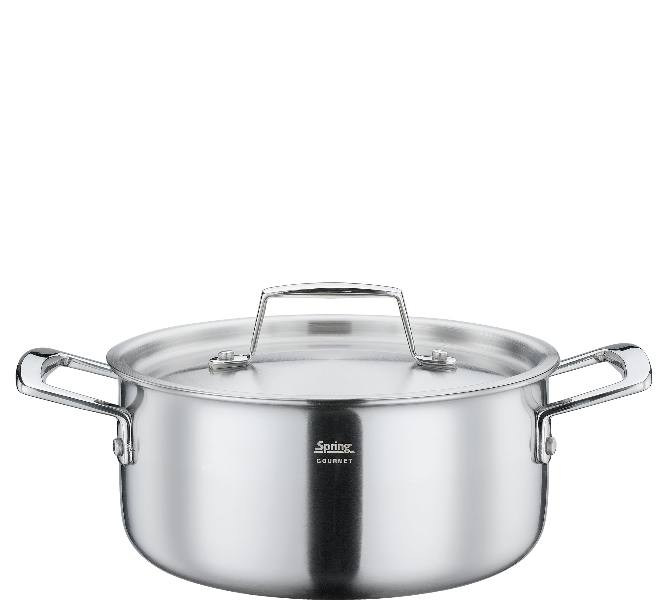 Spring GOURMET garnek do pieczenia z pokrywką Ø 20 cm, 2,7 l, stal nierdzewna, nadaje się do płyt indukcyjnych, nadaje się do piekarnika i mycia w zmywarce, wielowarstwowy, rdzeń aluminiowy, garnek do