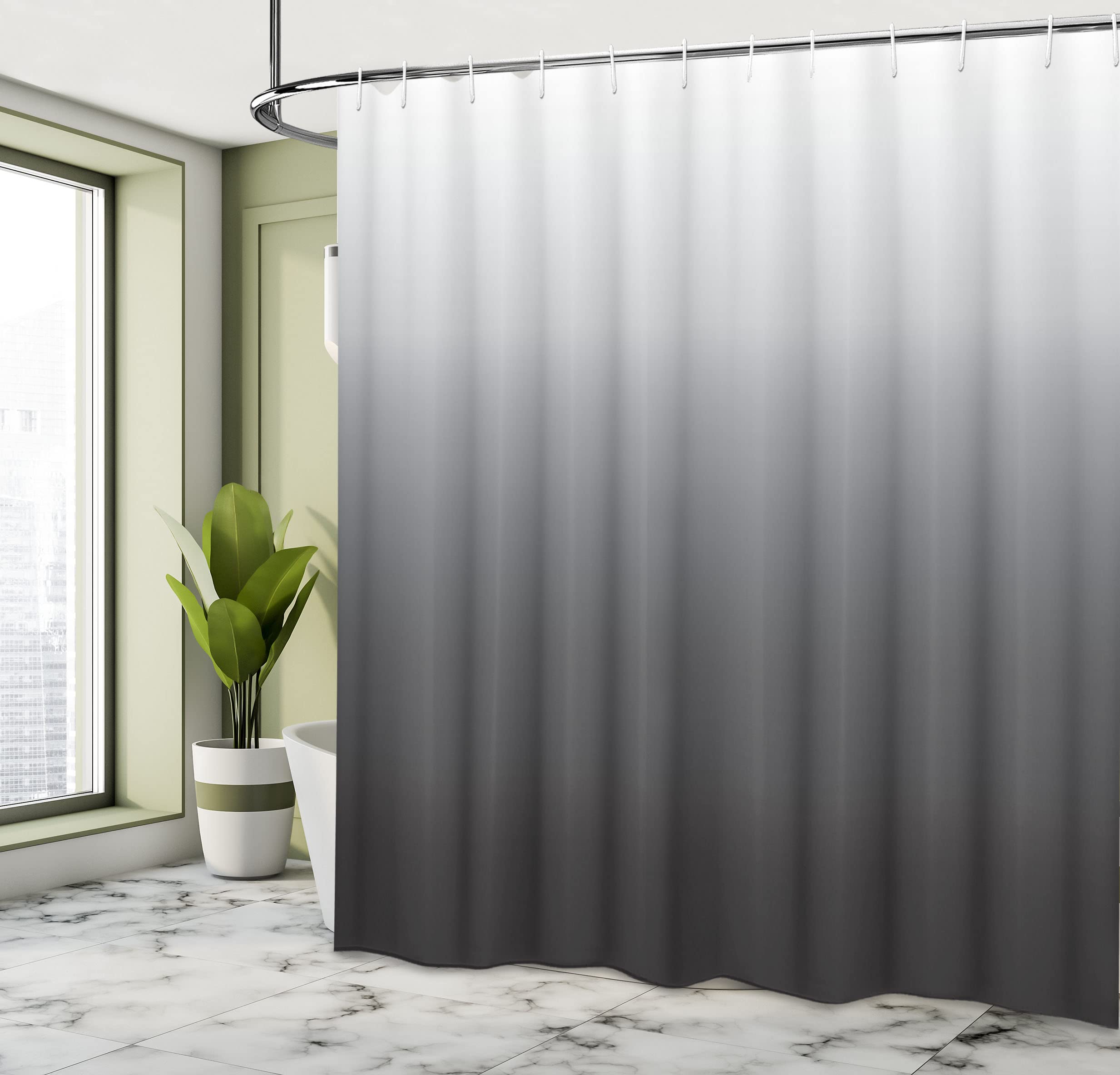 ABAKUHAUS Ombre Shower Curtain, Greyscale Tone Change Illustration with Modern Contemporary Abstract Art Influences - Image 4