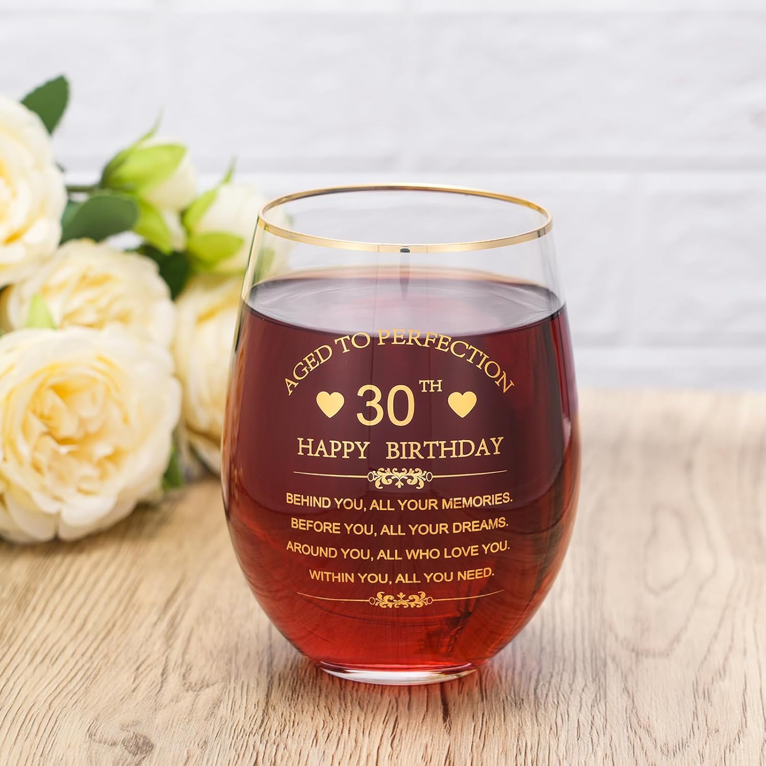 Inspirational 30th Birthday Gifts for Women Men 15oz Wine Tumbler Red Wine Glass Cup Behind You All Your Memories Before You All Your Dreams 1996 30 Years Old Birthday Present (30th) - Image 5