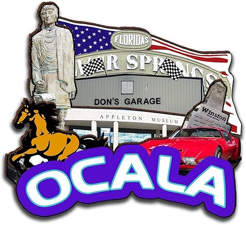 Ocala - Imán de madera para nevera, diseño 3D, diseño de Florida, Estados Unidos, decoración de recuerdos coleccionables, hecho a mano