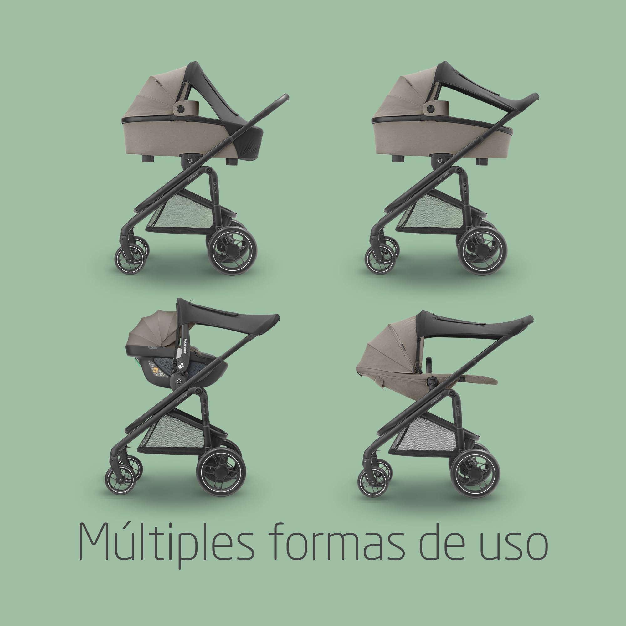 Maxi-Cosi Capota Solar, Compatible con Capazos, Cochecitos y Sillas de Coche Maxi-Cosi, Protección con SPF 50+, con Ventana Cucú, Protección Solar para Bebés, Múltiples Formas de Uso, Negra