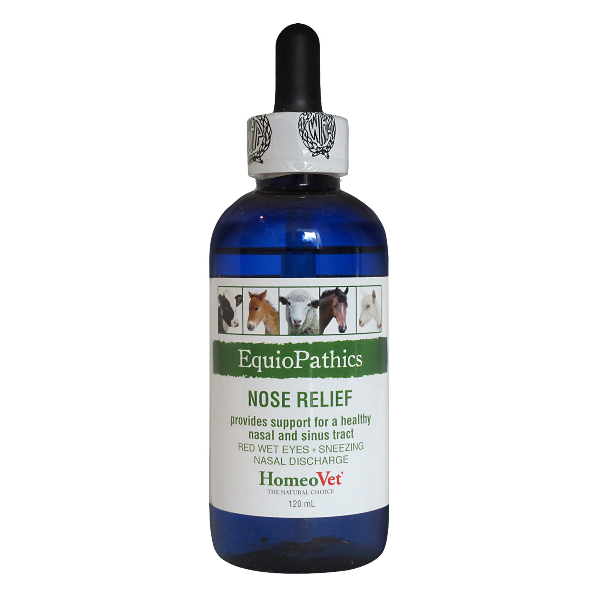 HomeoPetEquioPathics NOSE RELIEF - 100% Natural Medicine for large animals. Support for a healthy nasal & sinus tract. Runny nose, watery eyes, sneezing & congestion. 120ml/up to 90 doses per bottle