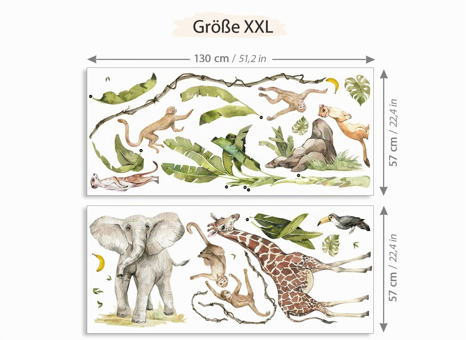 Grandora XXL Wandsticker Set Safari Baum Tiere Wandtattoo für Kinderzimmer DL765-5