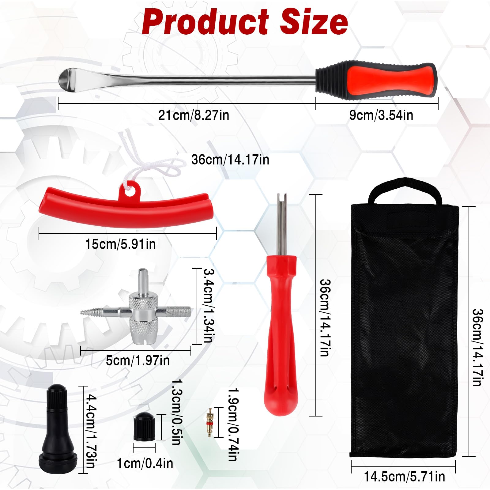 Leve Smontagomme Moto 3 Pizze Leve Smontagomme in Acciaio per Auto, Attrezzo per Montaggio Pneumatici, Kit Riparazione Pneumatici con Accessori e 3 Protezioni, per Cerchi, Bici, Scooter
