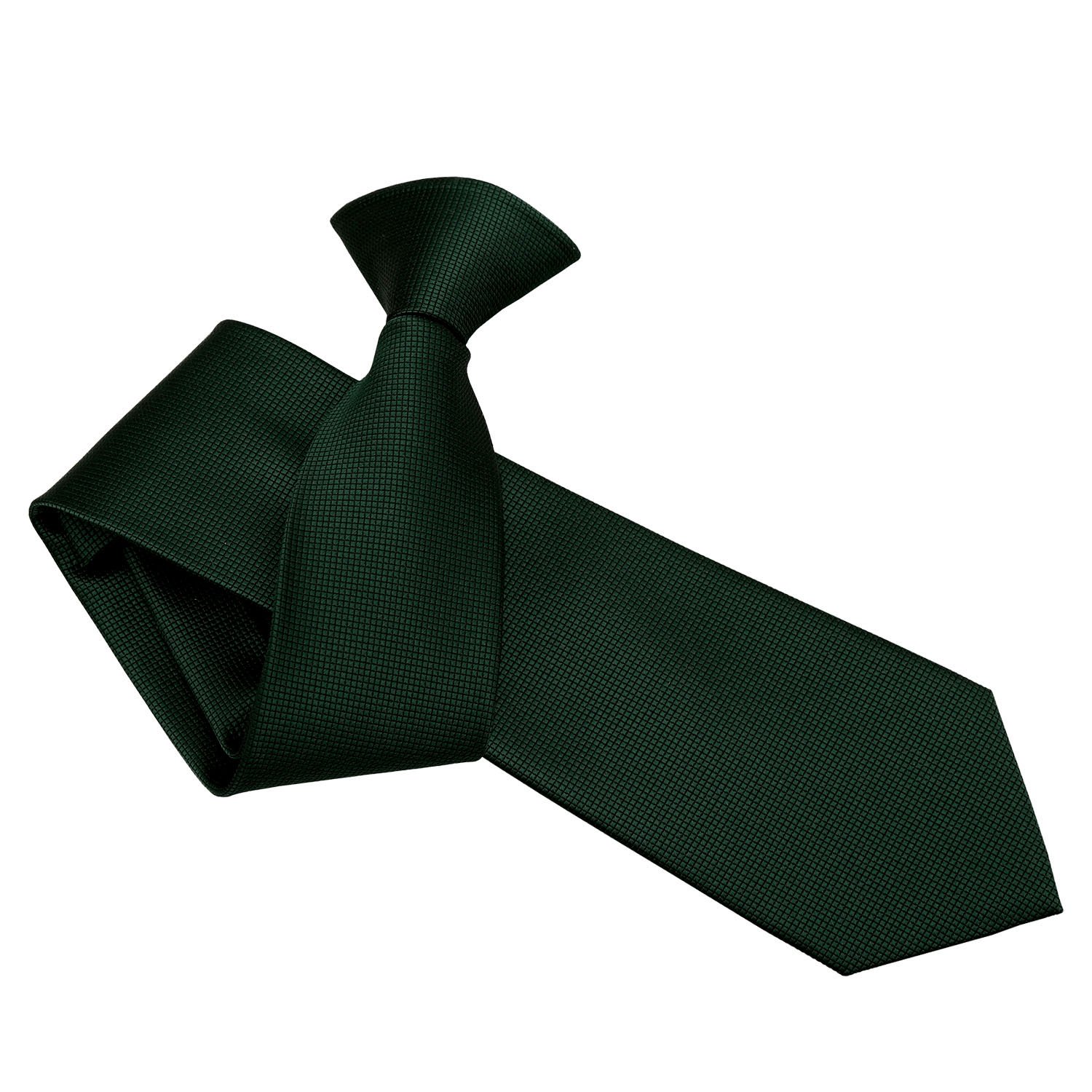 DQT Mens Check Pattern Clip-On Tie – Pre-Tied Necktie for Wedding, Business & Formal Wear, Easy Fasten - Dark Green