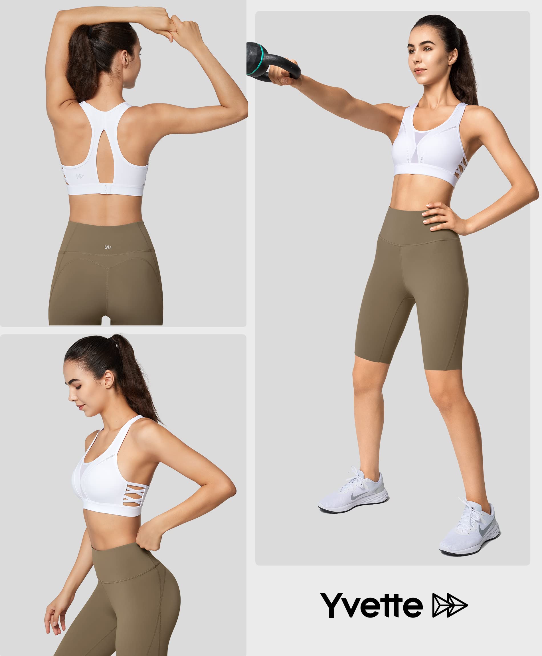 Yvette Reggiseno Sportivo Forte Supporto Mesh Racer Gap sul Lato Posteriore Seni Grandi Senza Ferretto Imbottito per Il Fitness Corsa Yoga