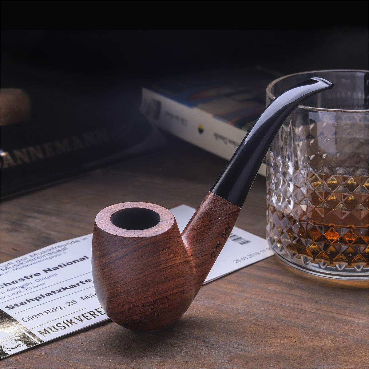 Buy Free Boy Pipe, Handmade Wooden Bent Smoking Pipe with Accessories