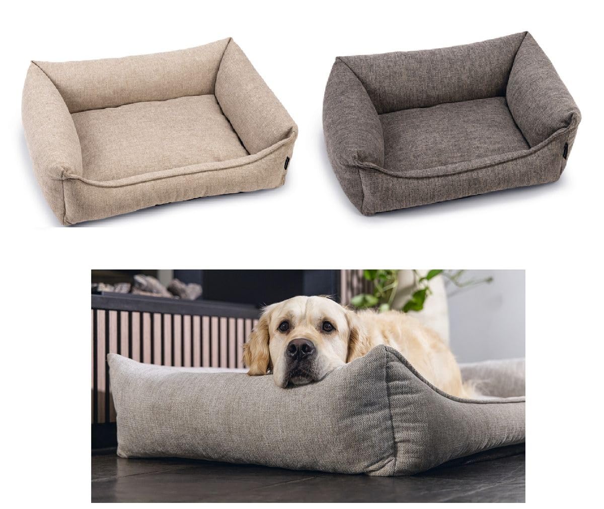 Beeztees Zia - Orthopädisches Hundebett - Beige 100x80x23 cm