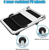 Vista 6 de LEADALLWAY Carro de empuje plegable de gran tamaño de 880 libras, 35.8 x 24 x 34.3 pulgadas, blanco