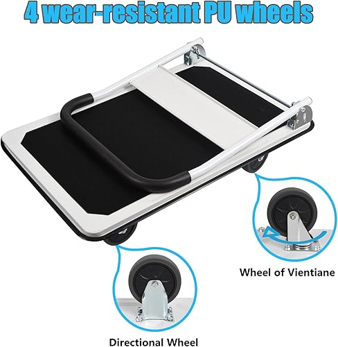 Miniatura 6 de LEADALLWAY Carro de empuje plegable de gran tamaño de 880 libras de gran tamaño, 35.8 x 24 x 34.3 pulgadas, blanco
