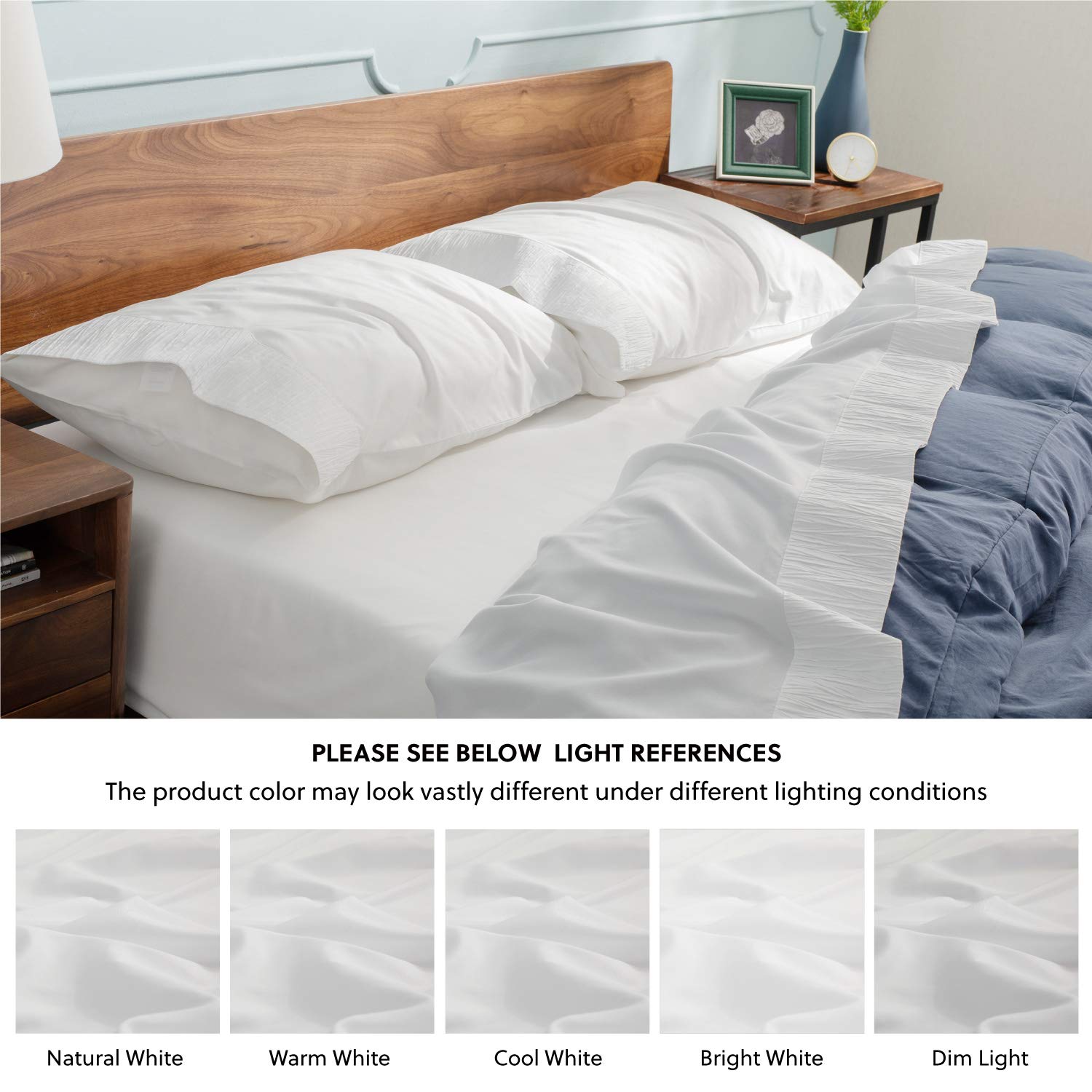 Bedsure White Sheets Queen Size - Soft 1800 Bedding Sheets & Pillowcases Sets, 4 Pieces White Sheets